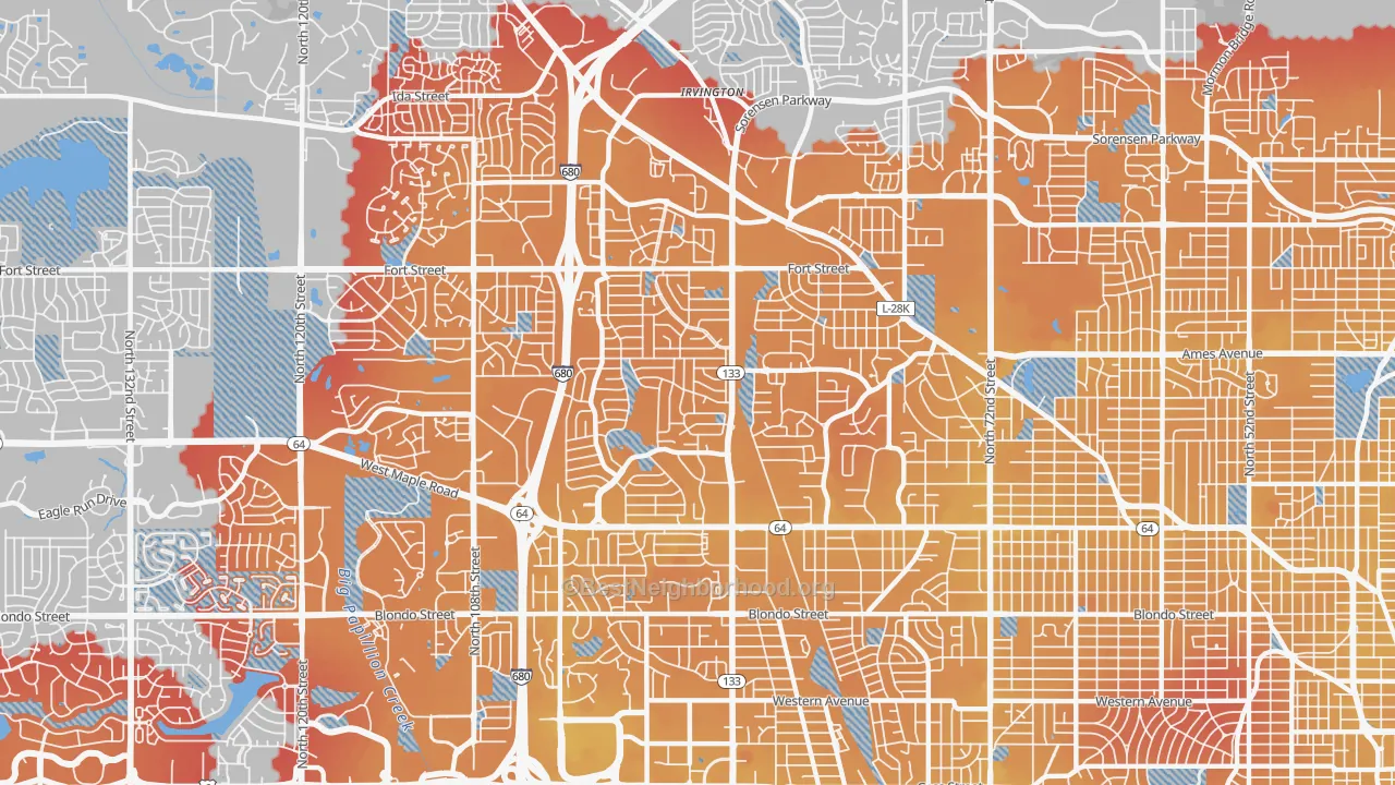 Transit Grade map of 68134, NE