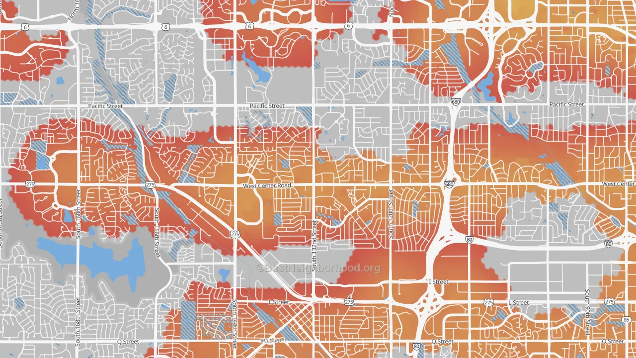 Transit Grade map of 68144, NE