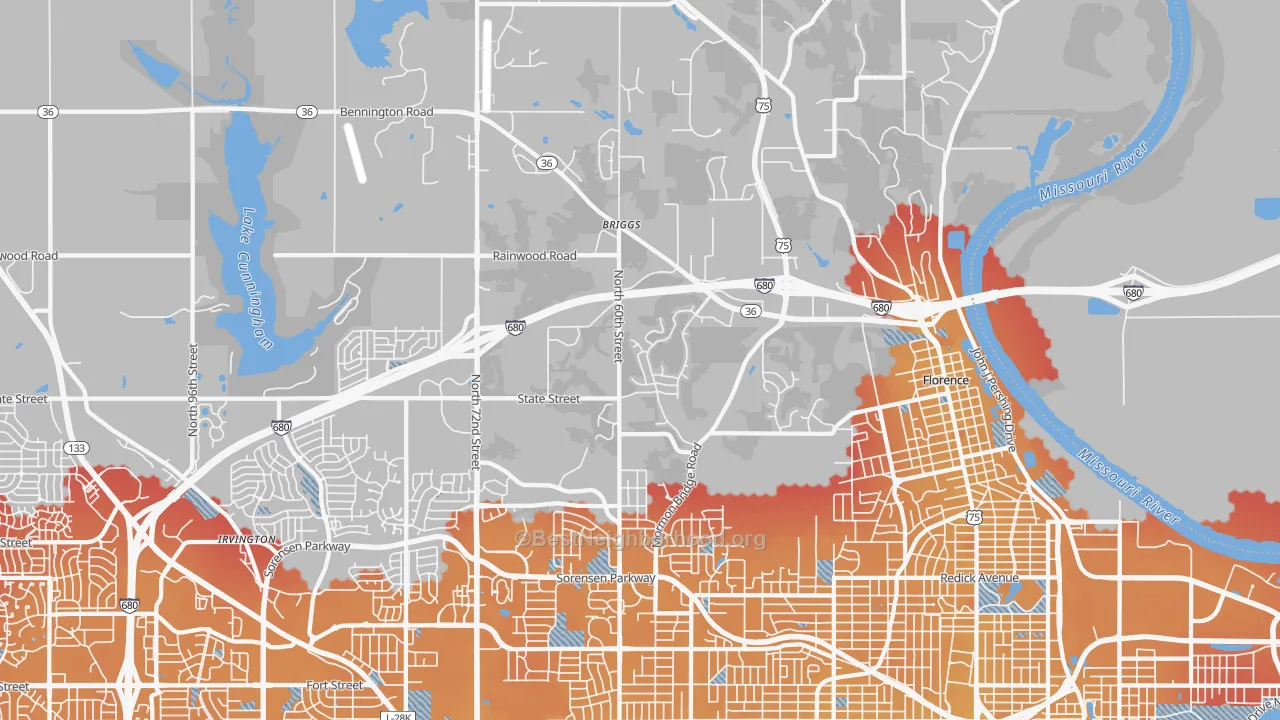 Transit Grade map of 68152, NE