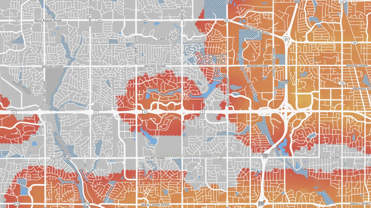 Transit Grade map of 68154, NE