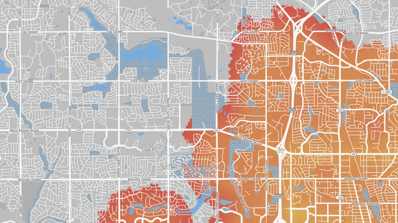 Transit Grade map of 68164, NE