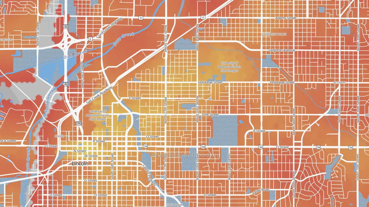 Transit Grade map of 68503, NE