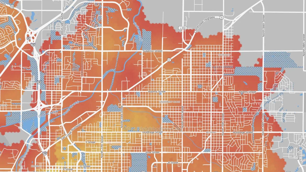 Transit Grade map of 68504, NE
