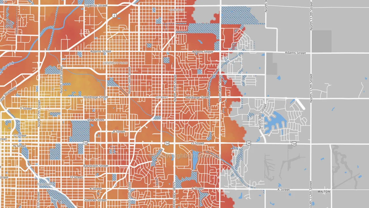 Transit Grade map of 68505, NE