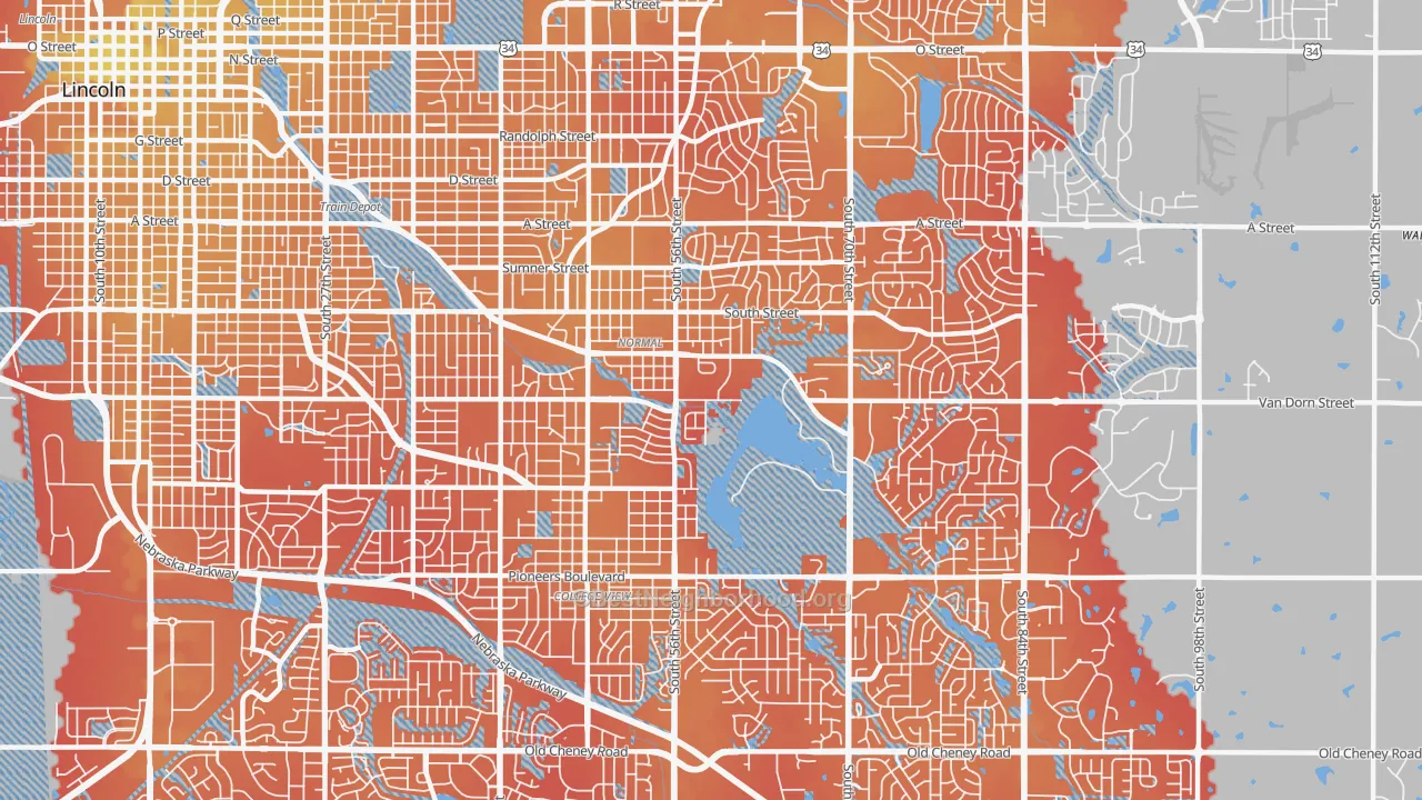 Transit Grade map of 68506, NE