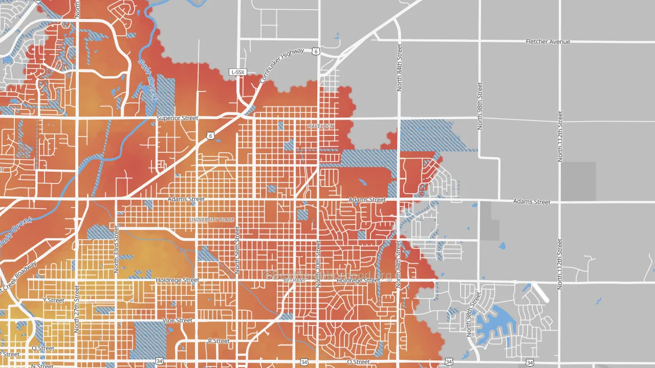Transit Grade map of 68507, NE