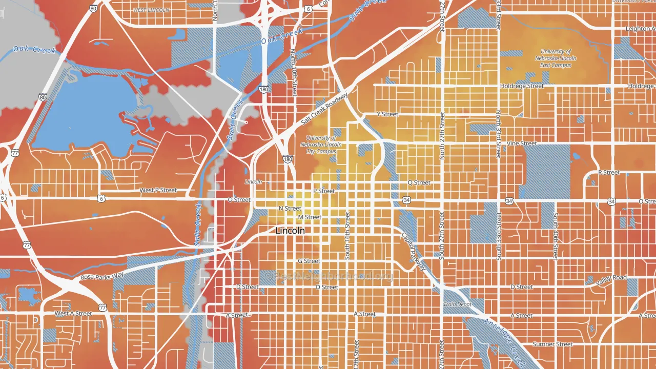 Transit Grade map of 68508, NE