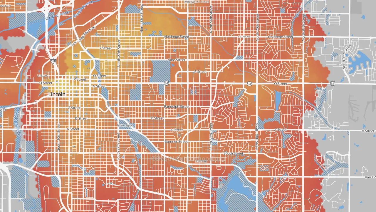 Transit Grade map of 68510, NE