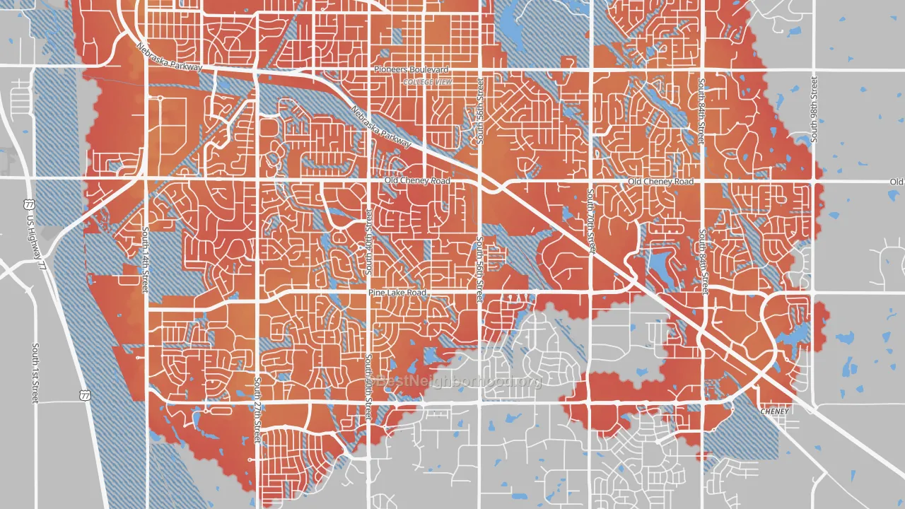 Transit Grade map of 68516, NE