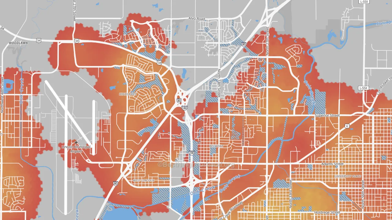 Transit Grade map of 68521, NE