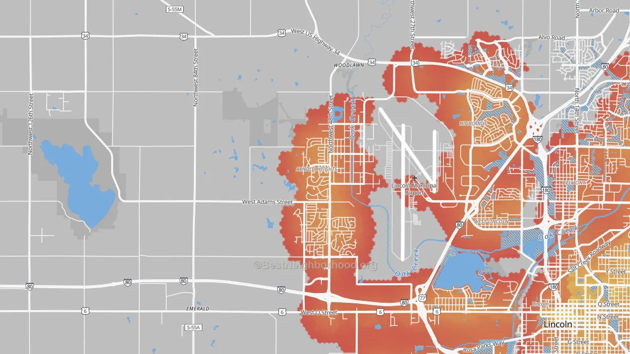 Transit Grade map of 68524, NE