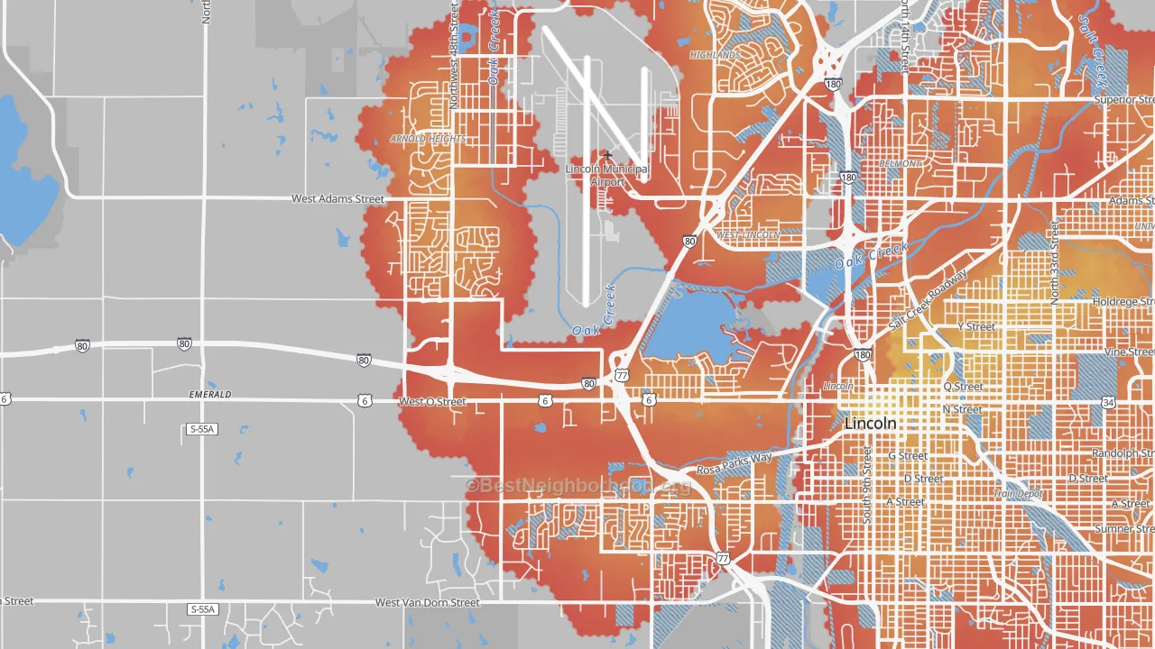 Transit Grade map of 68528, NE