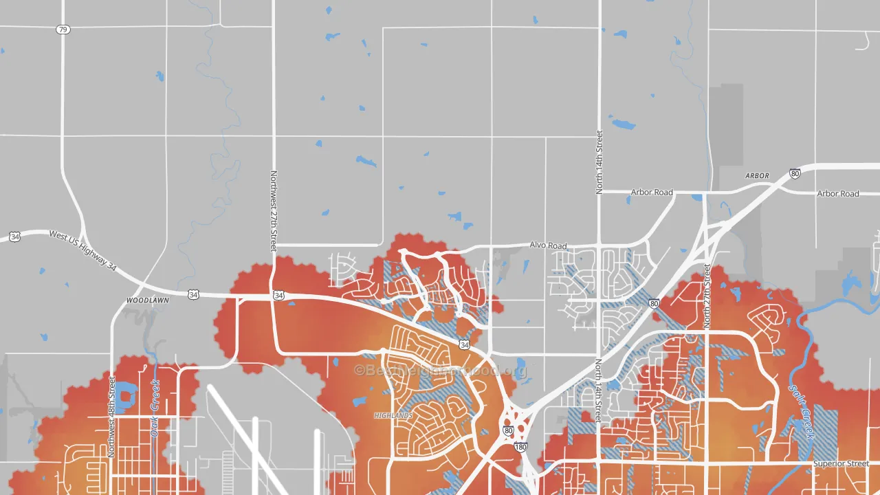 Transit Grade map of 68531, NE