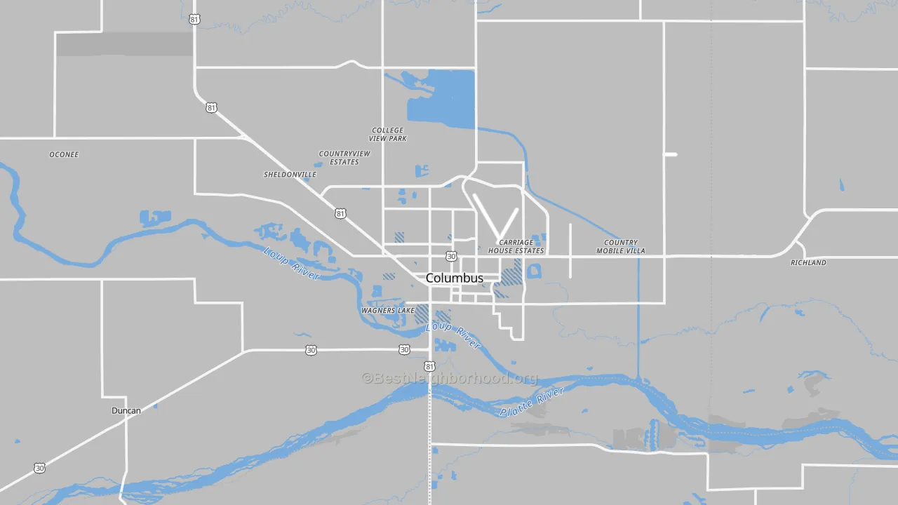 Transit Grade map of 68601, NE