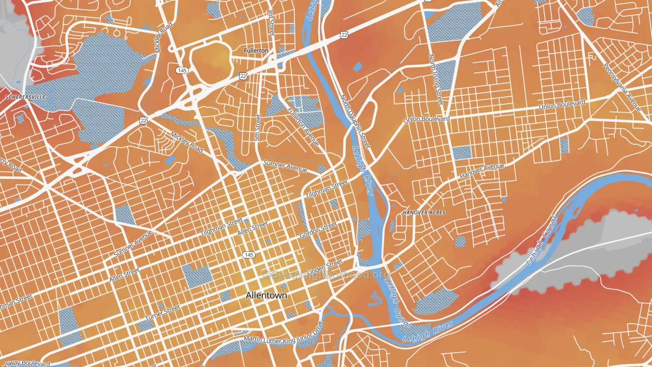 Transit Grade map of 6th Ward, Allentown, PA