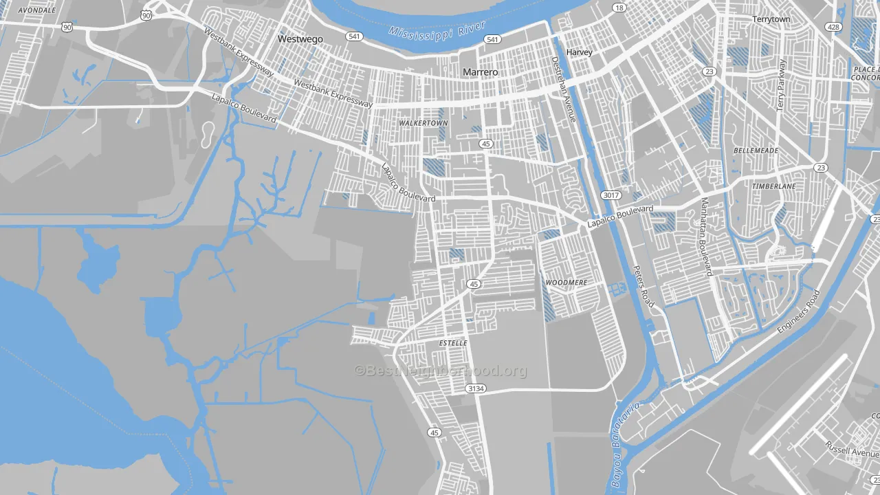 Transit Grade map of 70072, LA