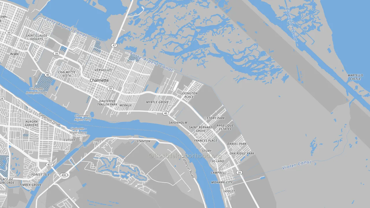 Transit Grade map of 70075, LA