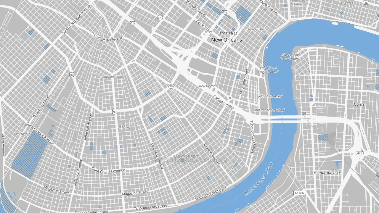 Transit Grade map of 70113, LA