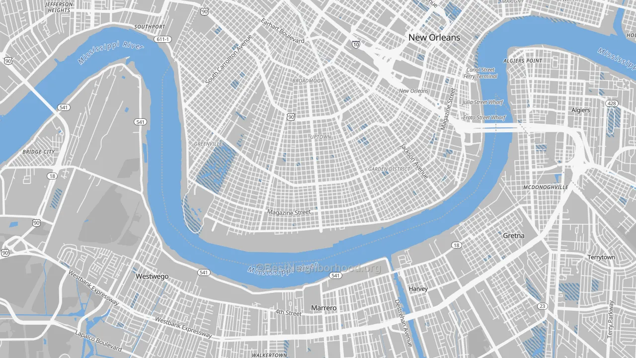 Transit Grade map of 70115, LA