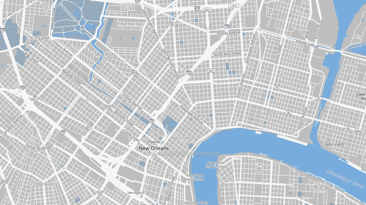 Transit Grade map of 70116, LA