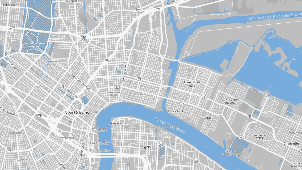 Transit Grade map of 70117, LA