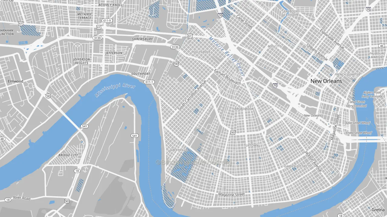 Transit Grade map of 70118, LA