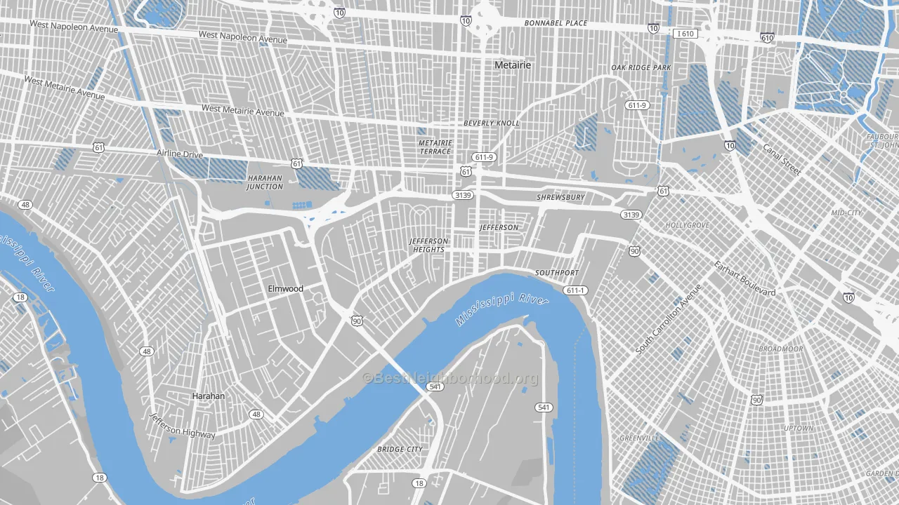 Transit Grade map of 70121, LA