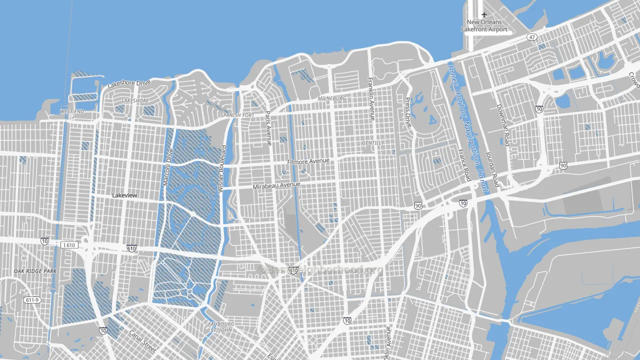Transit Grade map of 70122, LA