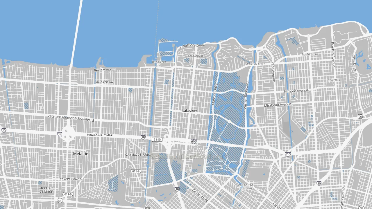 Transit Grade map of 70124, LA
