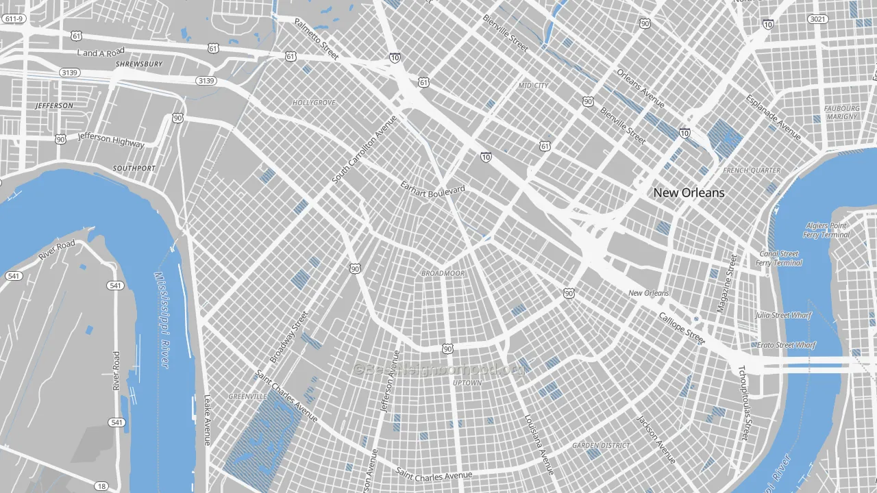 Transit Grade map of 70125, LA
