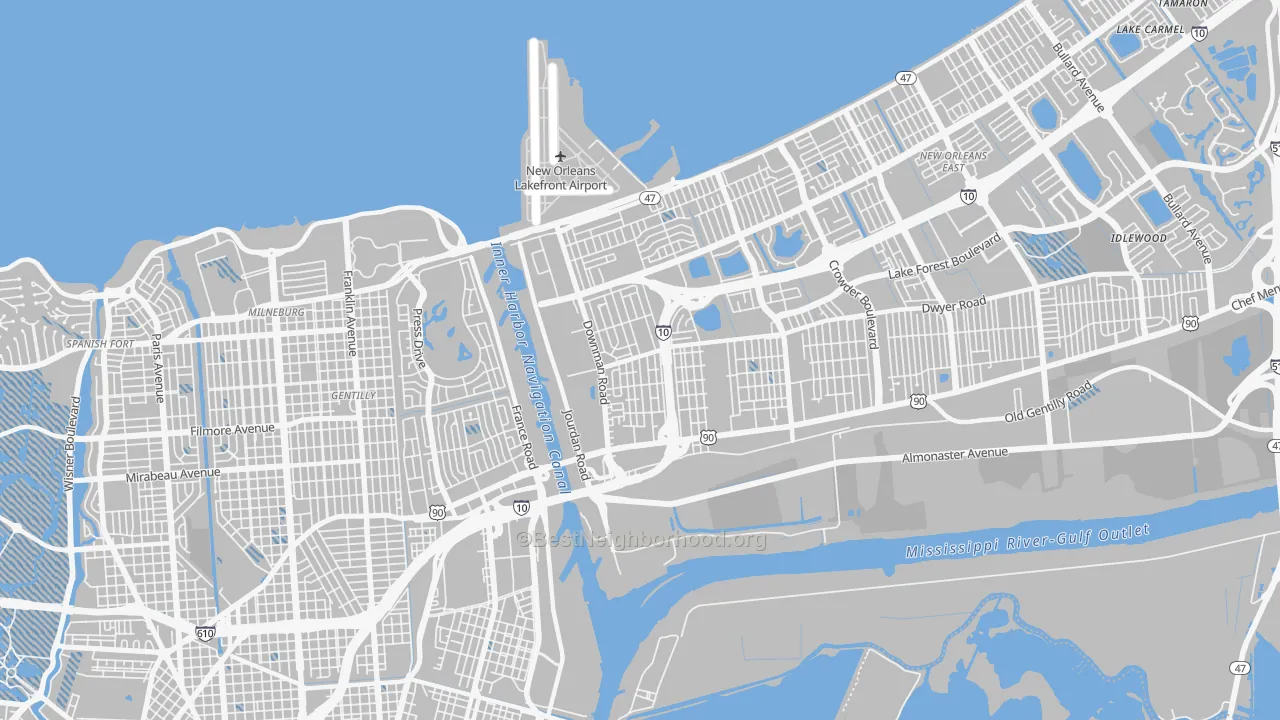 Transit Grade map of 70126, LA