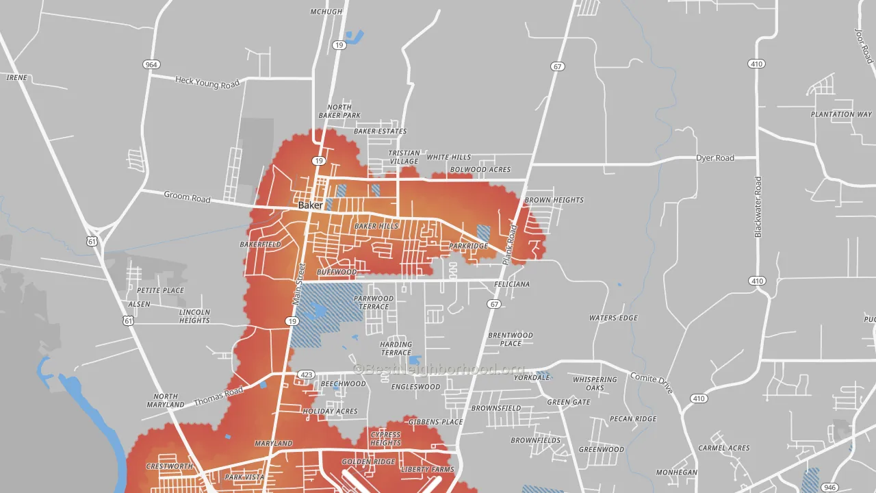 Transit Grade map of 70714, LA