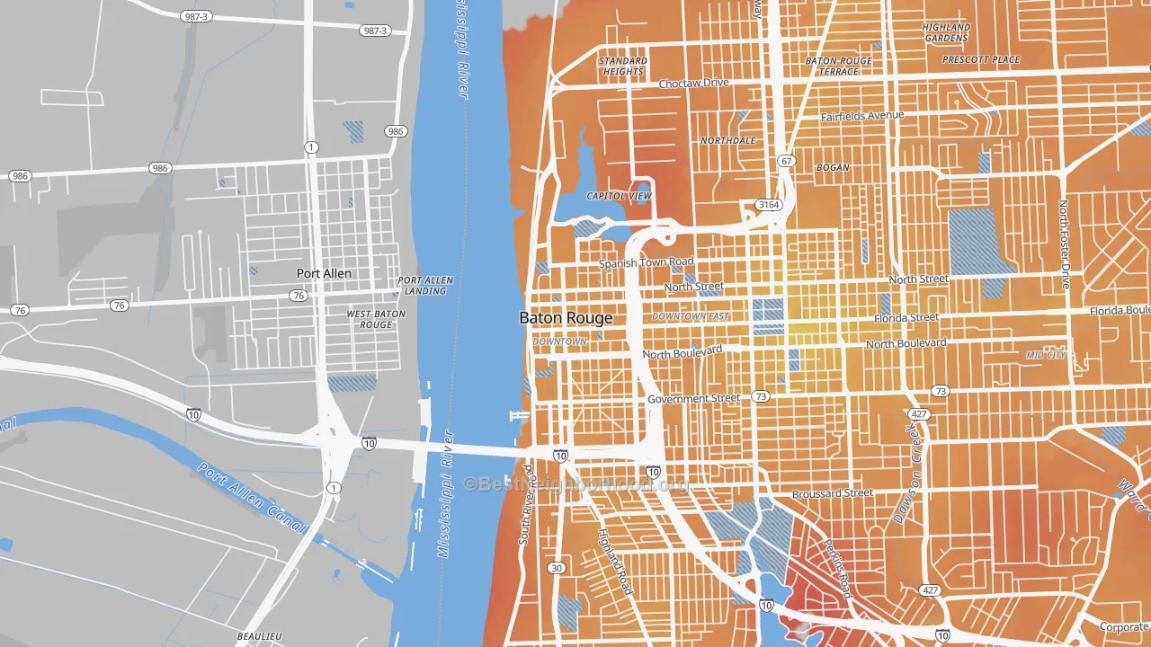 Transit Grade map of 70801, LA