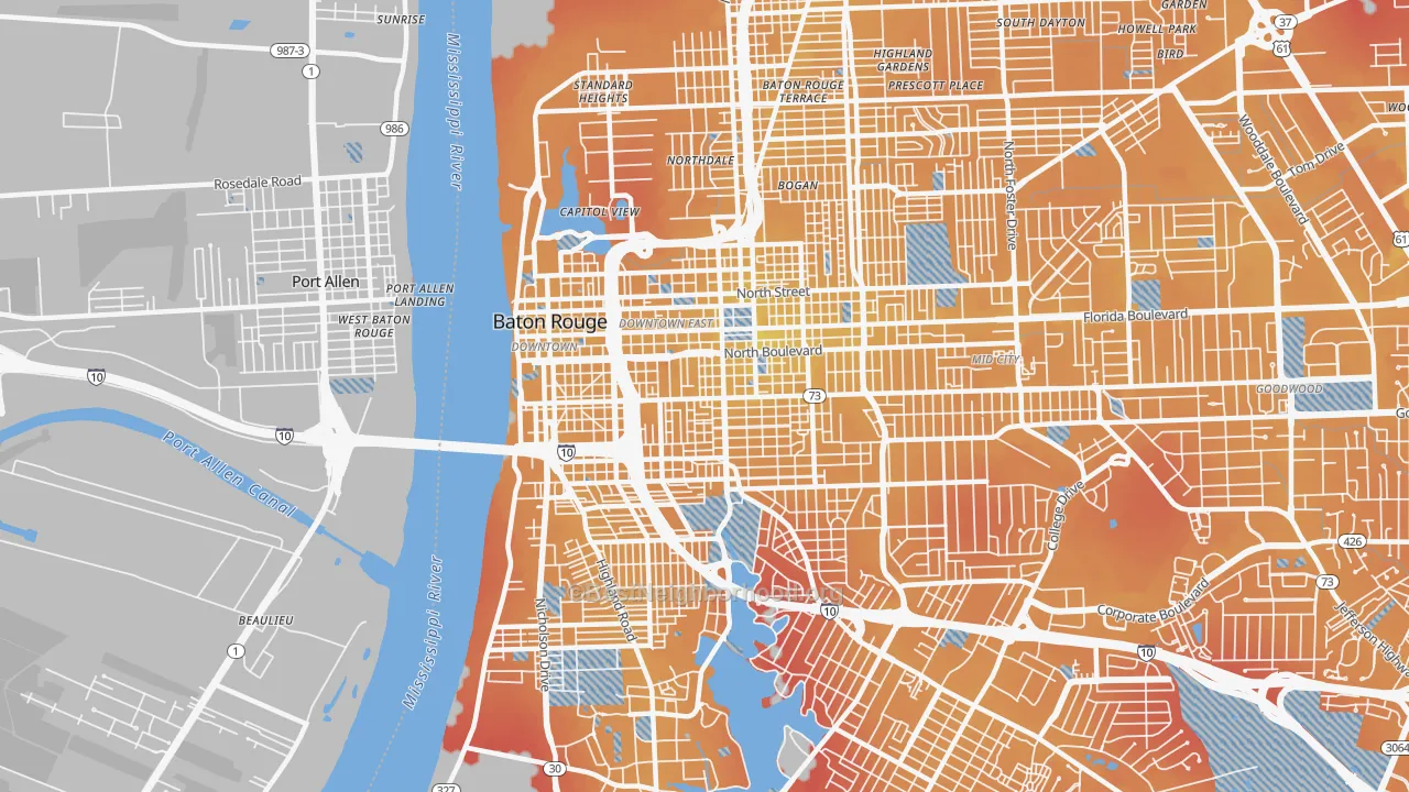 Transit Grade map of 70802, LA