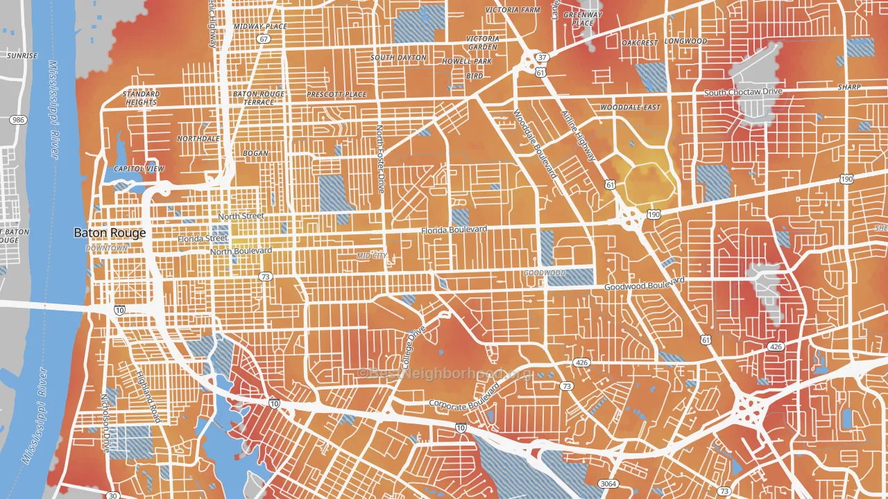 Transit Grade map of 70806, LA