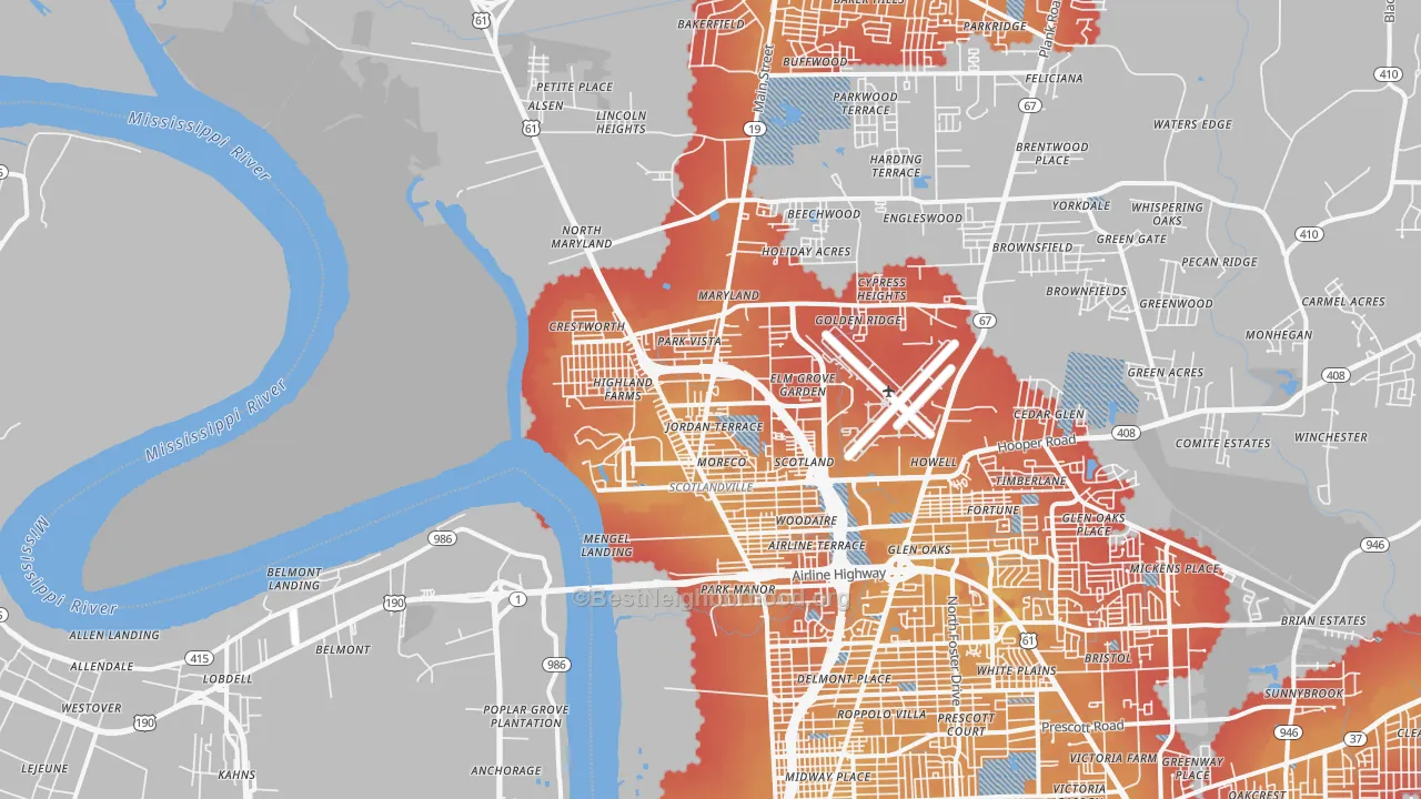 Transit Grade map of 70807, LA
