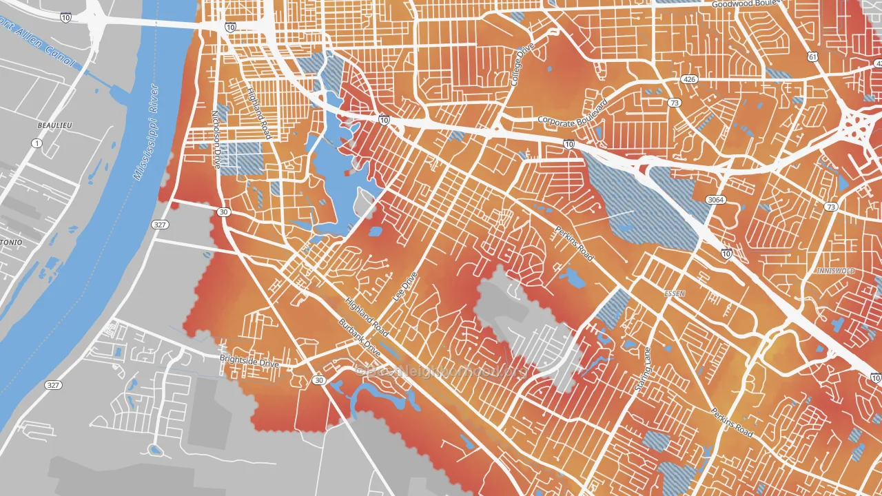 Transit Grade map of 70808, LA