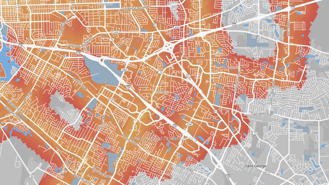 Transit Grade map of 70809, LA