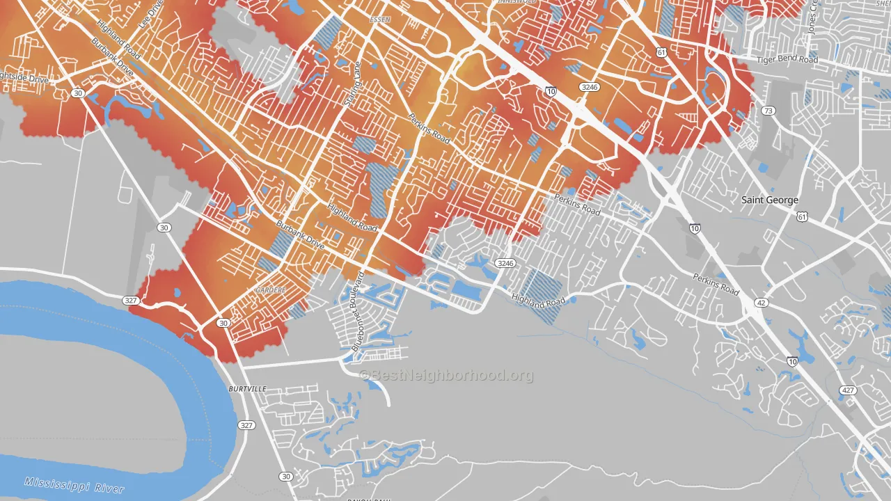 Transit Grade map of 70810, LA