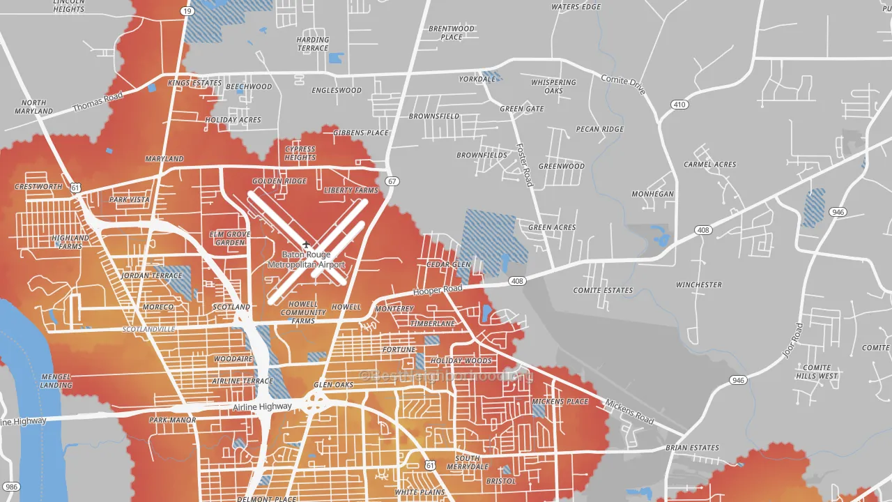 Transit Grade map of 70811, LA