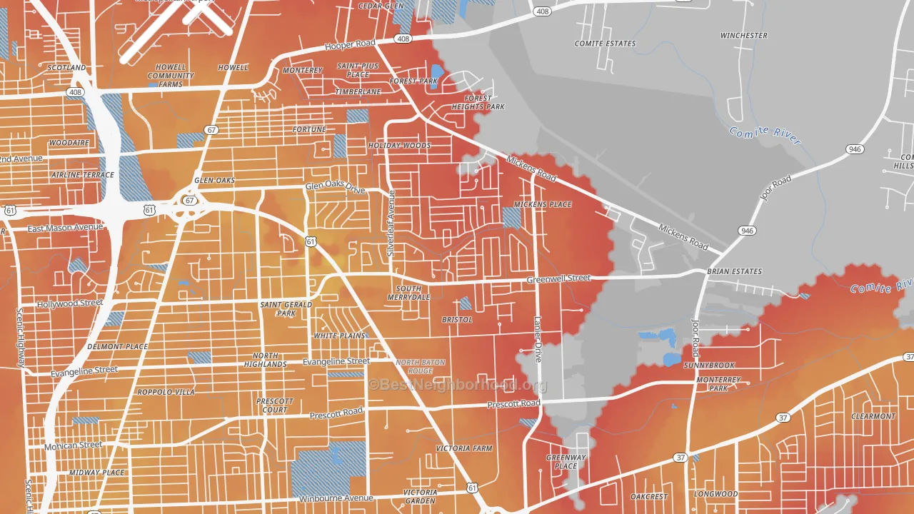 Transit Grade map of 70812, LA