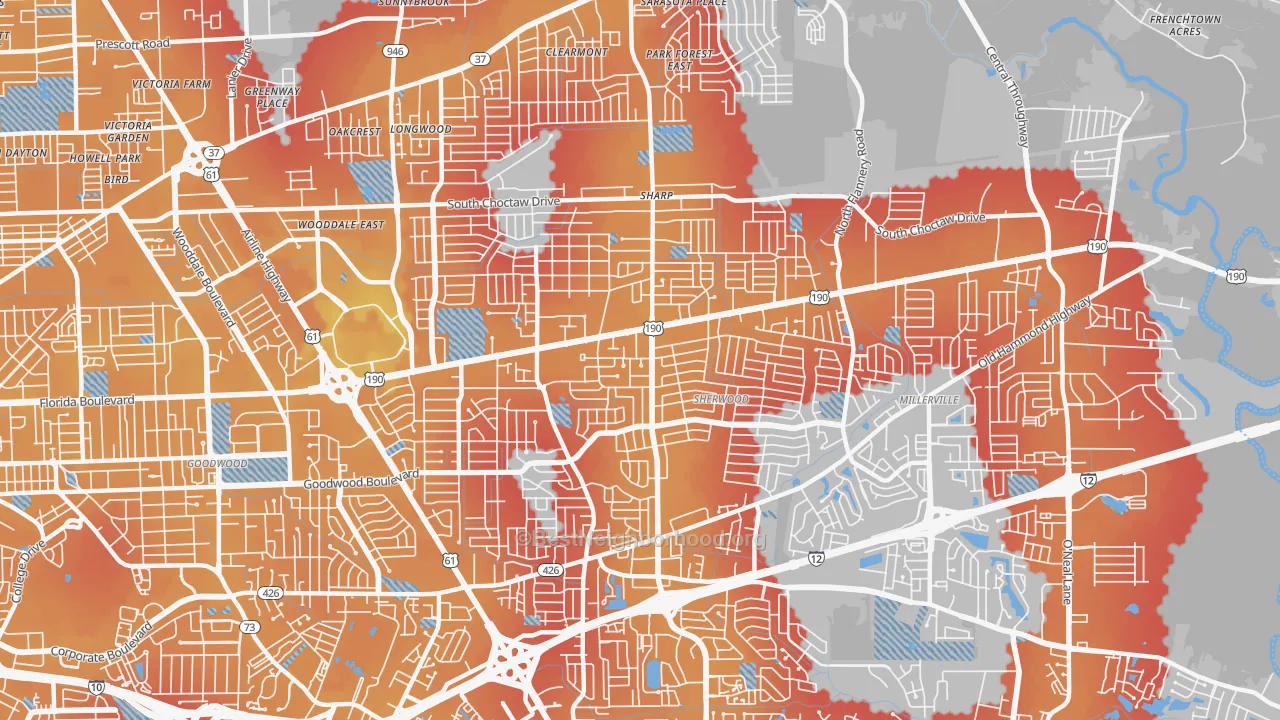Transit Grade map of 70815, LA
