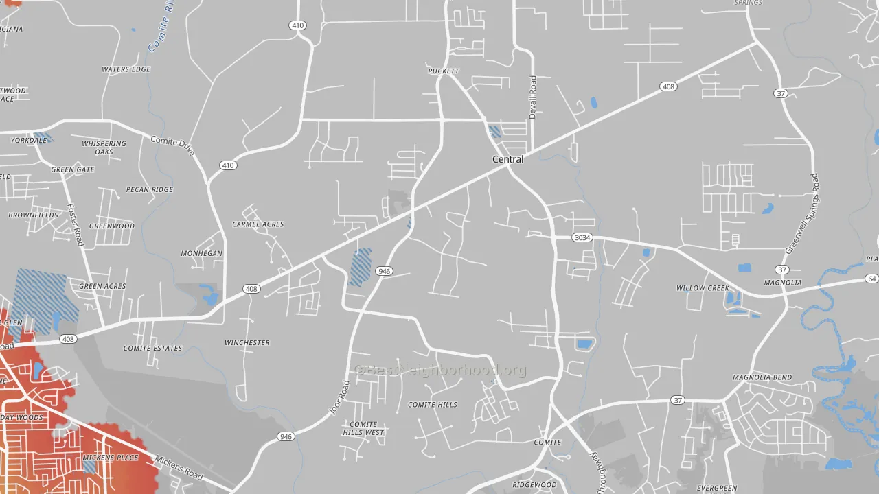 Transit Grade map of 70818, LA