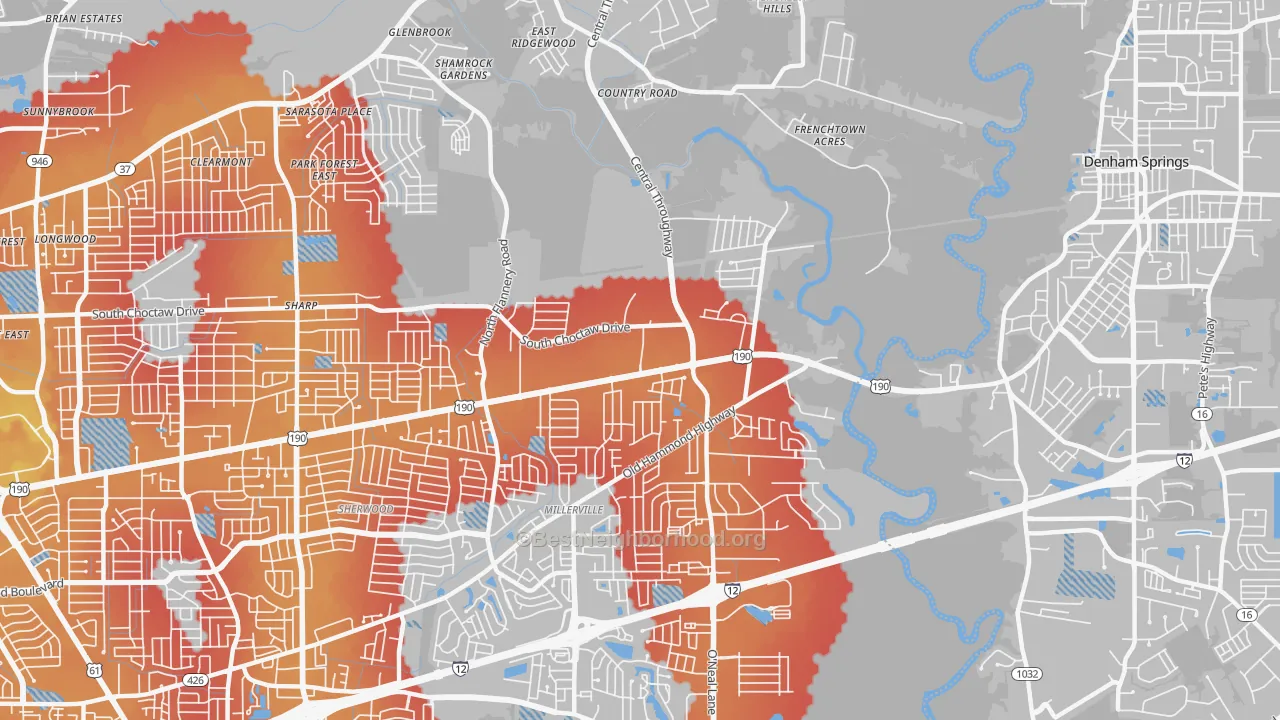 Transit Grade map of 70819, LA