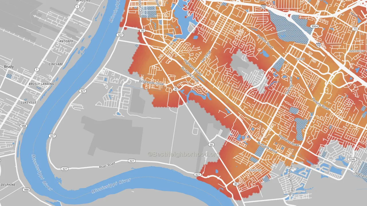 Transit Grade map of 70820, LA