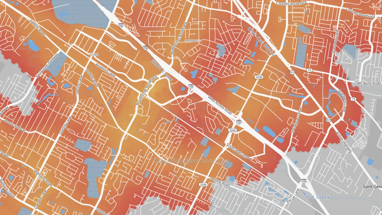 Transit Grade map of 70836, LA