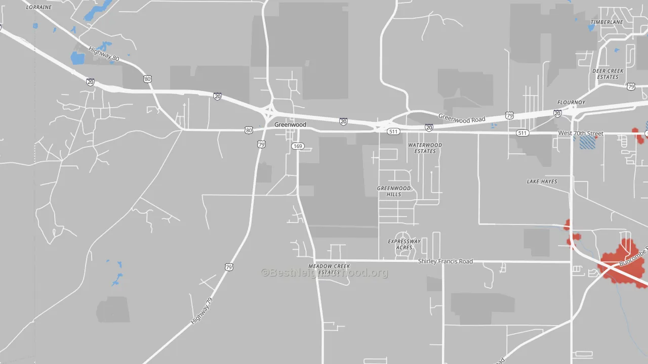 Transit Grade map of 71033, LA