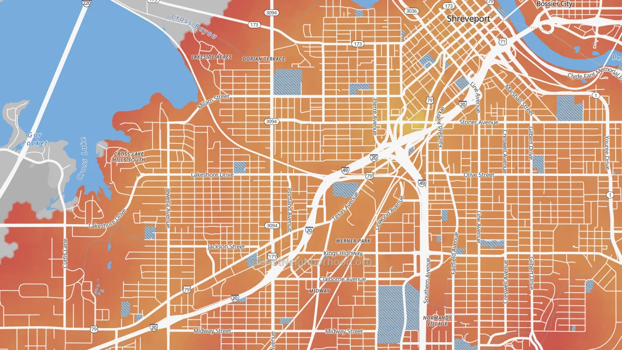 Transit Grade map of 71103, LA