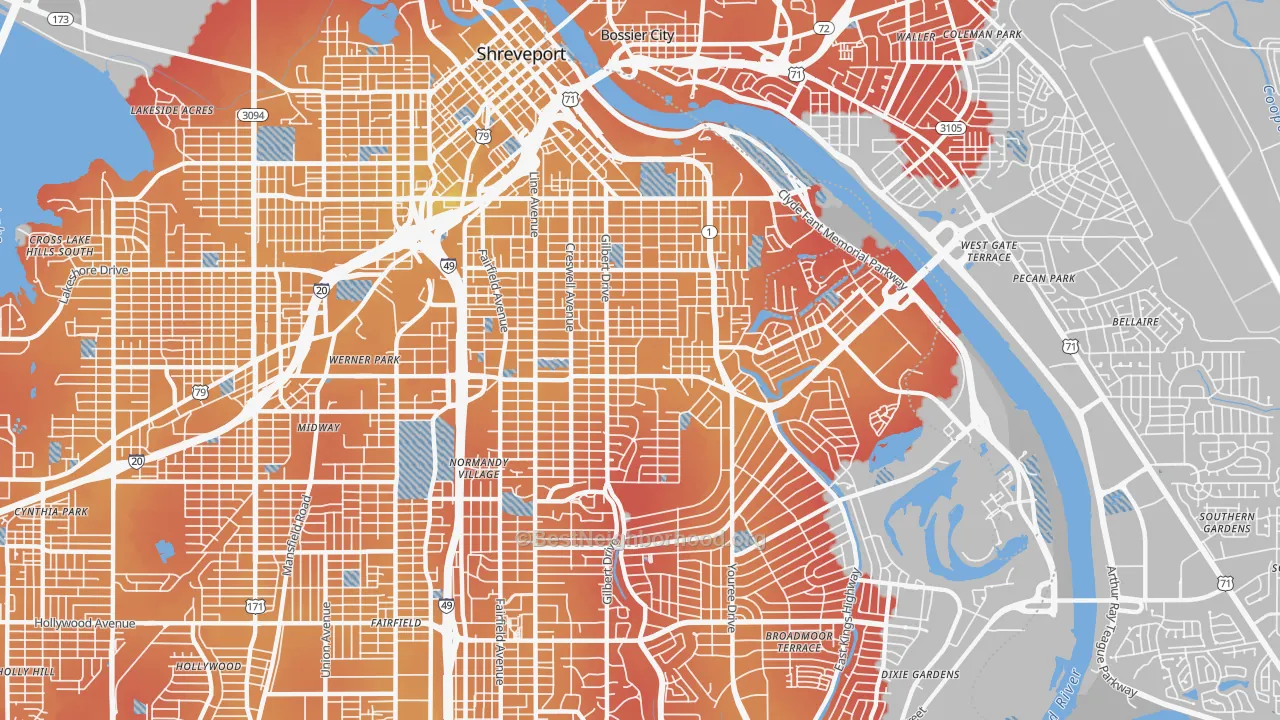 Transit Grade map of 71104, LA