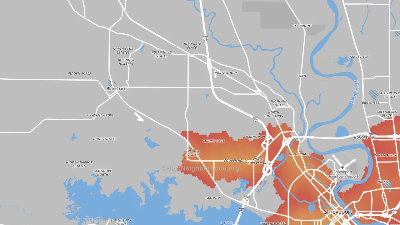 Transit Grade map of 71107, LA